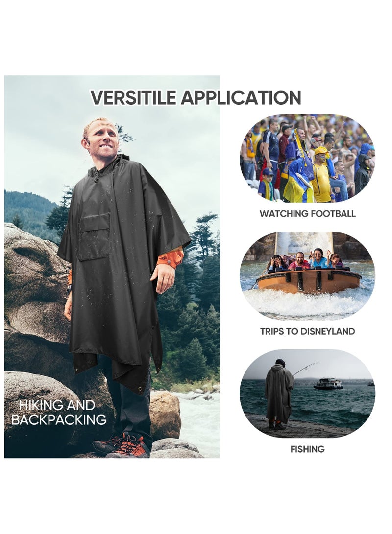GNAFOTU Hooded Rain Poncho for Adult with Pocket, Waterproof Lightweight Unisex Raincoat for Hiking Camping Emergency - Image 5