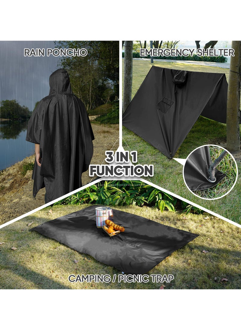 GNAFOTU Hooded Rain Poncho for Adult with Pocket, Waterproof Lightweight Unisex Raincoat for Hiking Camping Emergency - Image 2