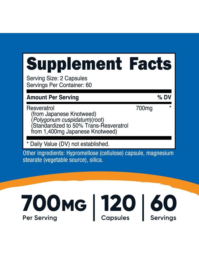 Nutricost Resveratrol Capsules 700mg 120 Caps - Image 2