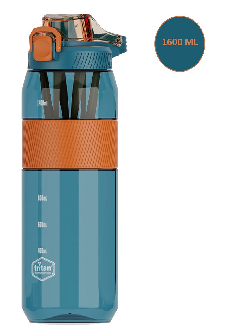 US1984 Sport Water Bottle with Marker & Straw, Leakproof Tritan Fruit Infuser BPA Free Water Bottle to Ensure You Drink Enough Water Daily for Fitness, Gym and Outdoor Activity (1600ml Green) - Image 3