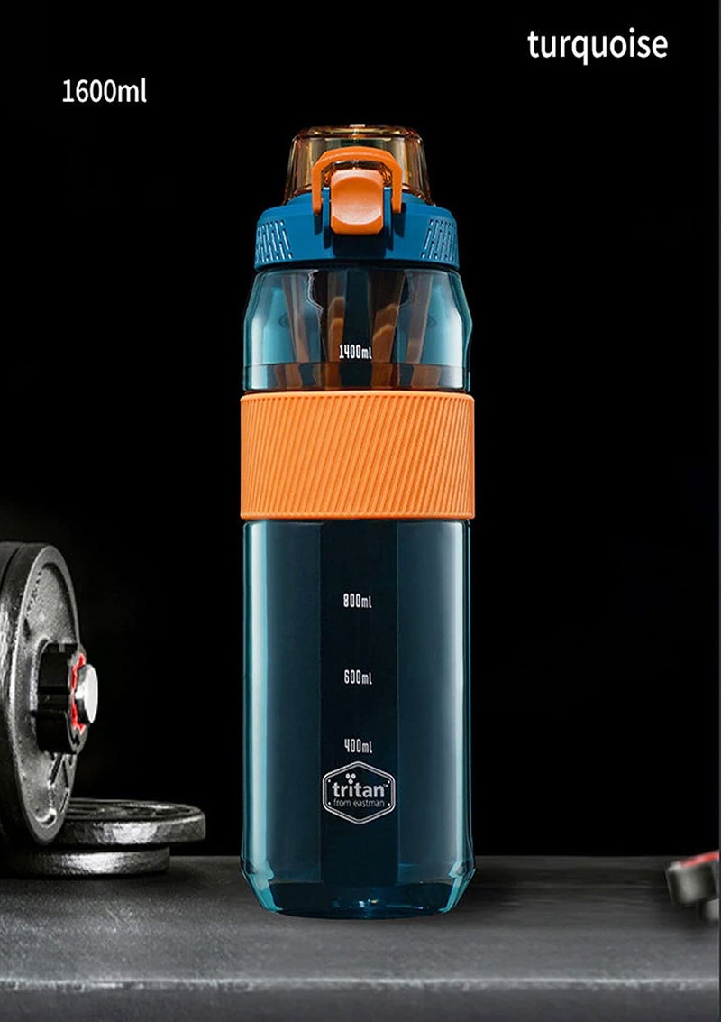 US1984 Sport Water Bottle with Marker & Straw, Leakproof Tritan Fruit Infuser BPA Free Water Bottle to Ensure You Drink Enough Water Daily for Fitness, Gym and Outdoor Activity (1600ml Green) - Image 2