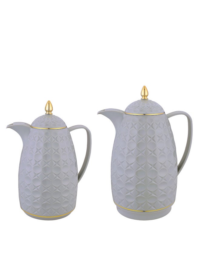 REEM 2-Piece Tea/Coffee Flask Set 0.6L & 1L Grey/Gold 