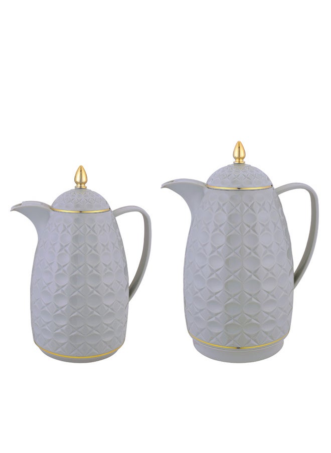 REEM - 2-Piece Tea/Coffee Flask Set 0.6L & 1L Grey/Gold - Image 1