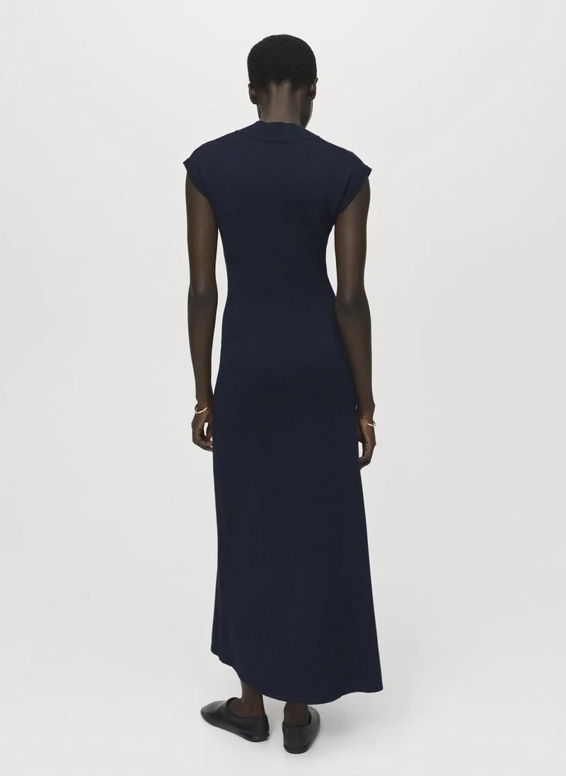 MANGO Perkins-neck knitted dress