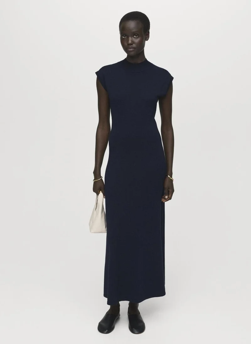 MANGO Perkins-neck knitted dress