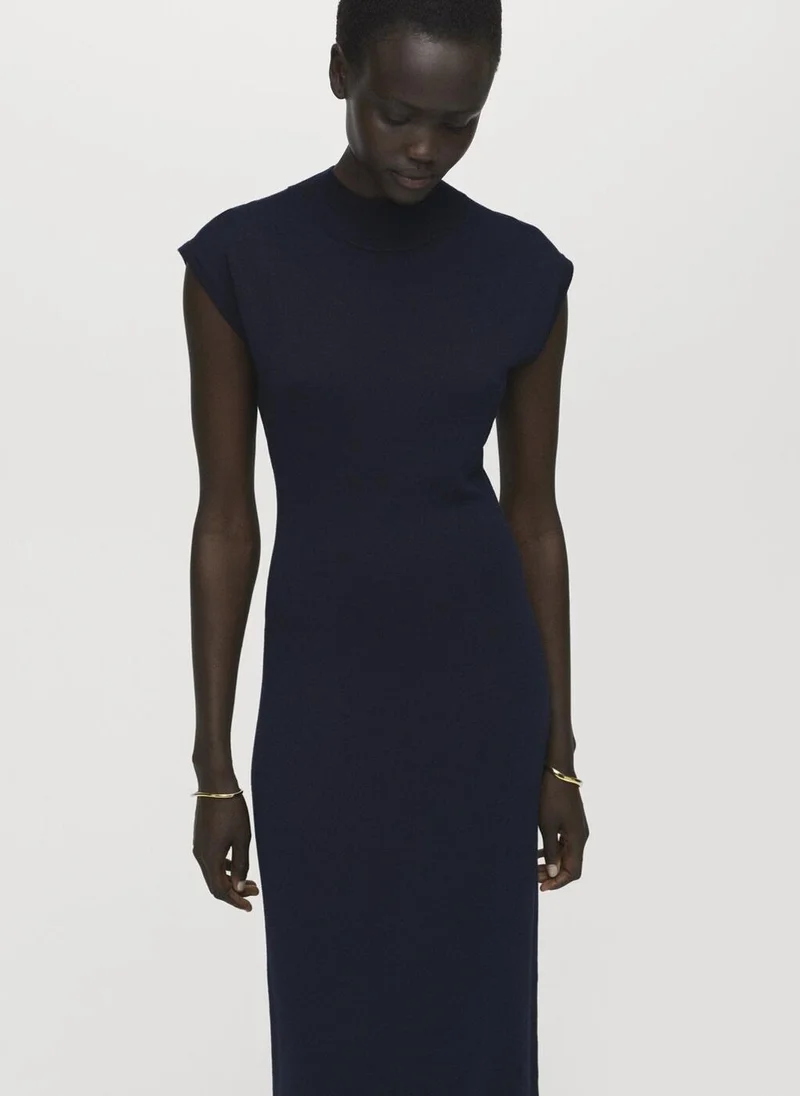MANGO Perkins-neck knitted dress