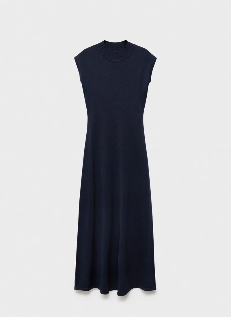 MANGO Perkins-neck knitted dress