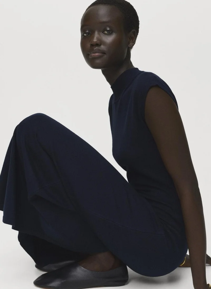 MANGO Perkins-neck knitted dress