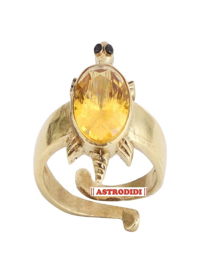 ASTRODIDI Yellow Zircon Stone Tortoise Ring | Adjustable Brass Kachua Turtle Meru Fashion Ring For Men Women Boys and Girls - Image 3