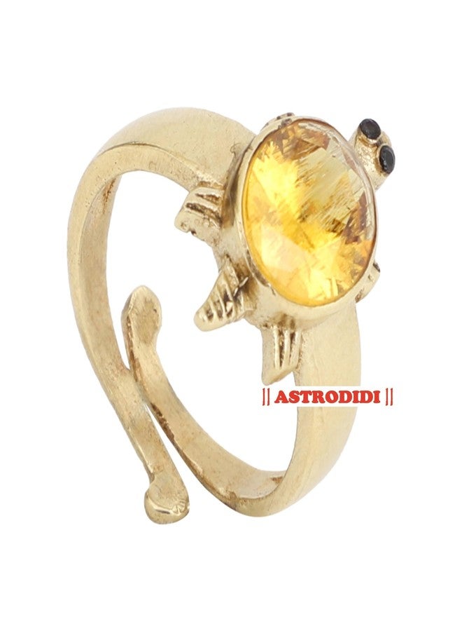 ASTRODIDI Yellow Zircon Stone Tortoise Ring | Adjustable Brass Kachua Turtle Meru Fashion Ring For Men Women Boys and Girls - Image 2