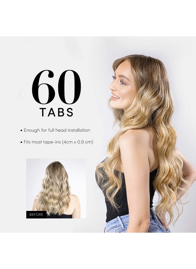 ذا هير شوب شريط تمديد الشعر Smart Tabs Tape-In - شريط استبدال احترافي قوي لا يترك أي بقايا لوصلات الشعر البشري بنسبة 100%، 60 شريطًا (4 سم × 0.9 سم) 