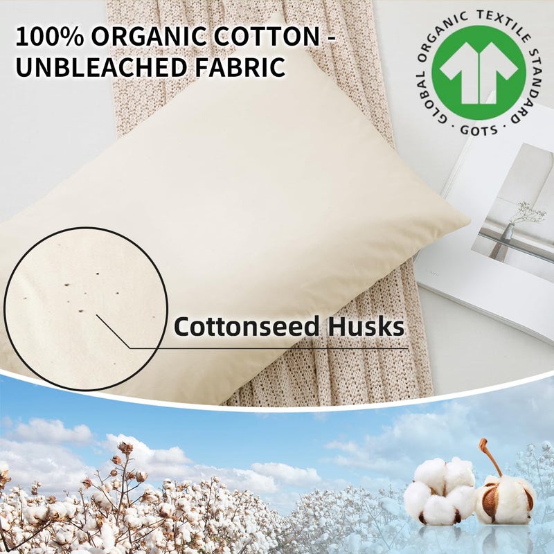 LOFE Organic Buckwheat Pillow for Sleeping - Queen Size 20''x26'', Adjustable Loft, Breathable for Cool Sleep, Cervical Support for Back and Side Sleepers(Tartary Buckwheat Hulls) - Image 5