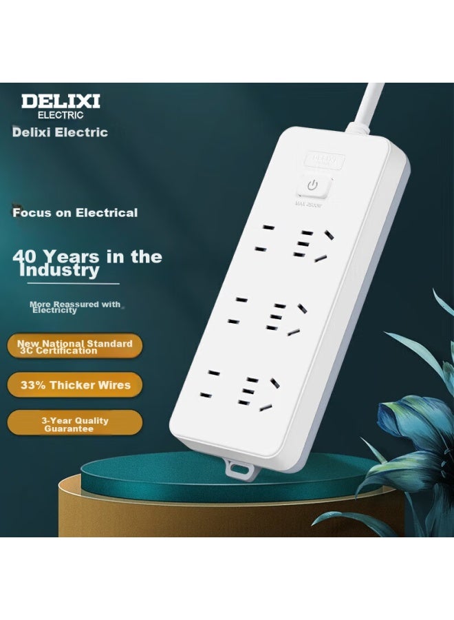 Delixi New National Standard Socket/extension Cord/power Strip/plug/extension Board/plug Board/wiring Board 6-way Combination Master Control 1.8m - Image 1