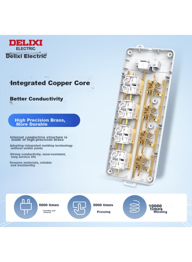 Delixi New National Standard Socket/extension Cord/power Strip/plug/extension Board/plug Board/wiring Board 6-way Combination Master Control 1.8m - Image 4