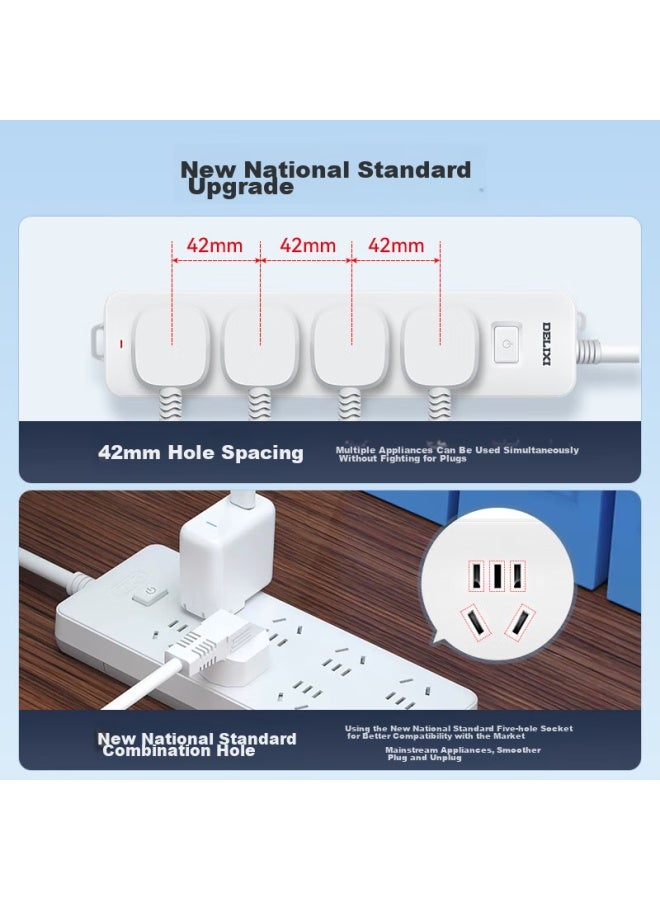 Delixi New National Standard Socket/extension Cord/power Strip/plug/extension Board/plug Board/wiring Board 6-way Combination Master Control 1.8m - Image 2