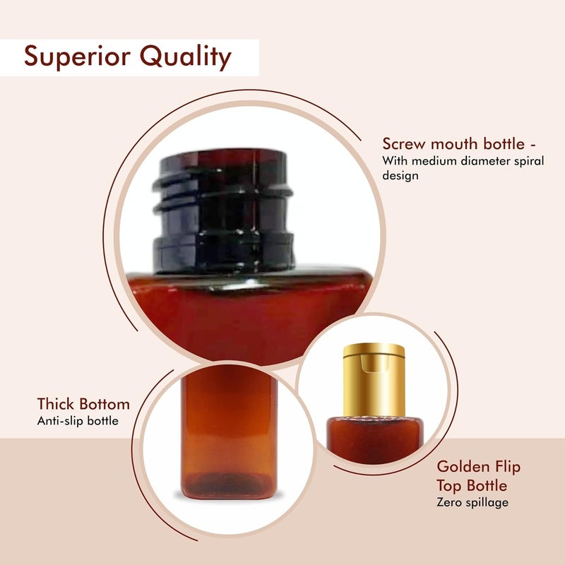 Myoc MYOC Empty Amber Square PET Bottle with Disc Flip Top Golden Cap Refillable Reusable Cosmetic Container for Lotion Shampoo Oil Toner Serum BPA free Leakage proof 200mlPack of 6 - Image 4