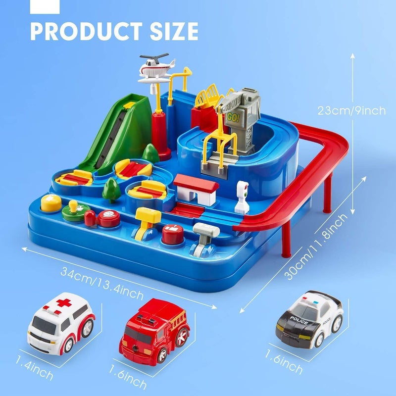 SCIENISH Cars Track Educational Toy Car Adventure Toy, Puzzle Racer Kids Car Track Set, Toddler Car Track Car Adventure Toy 4 Mini Cars, Preschool Educational Cars Race (Blue) - Image 4