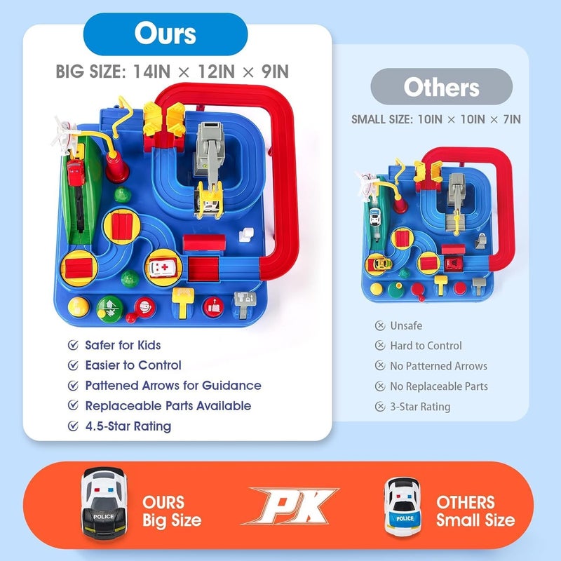 SCIENISH Cars Track Educational Toy Car Adventure Toy, Puzzle Racer Kids Car Track Set, Toddler Car Track Car Adventure Toy 4 Mini Cars, Preschool Educational Cars Race (Blue) - Image 5
