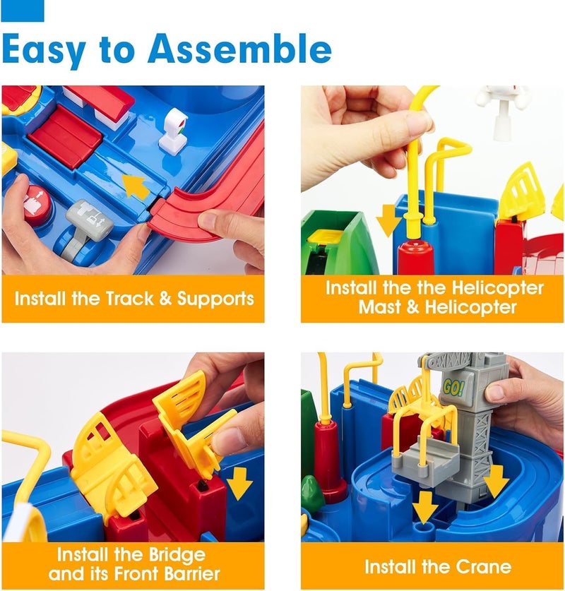 SCIENISH Cars Track Educational Toy Car Adventure Toy, Puzzle Racer Kids Car Track Set, Toddler Car Track Car Adventure Toy 4 Mini Cars, Preschool Educational Cars Race (Blue) - Image 2