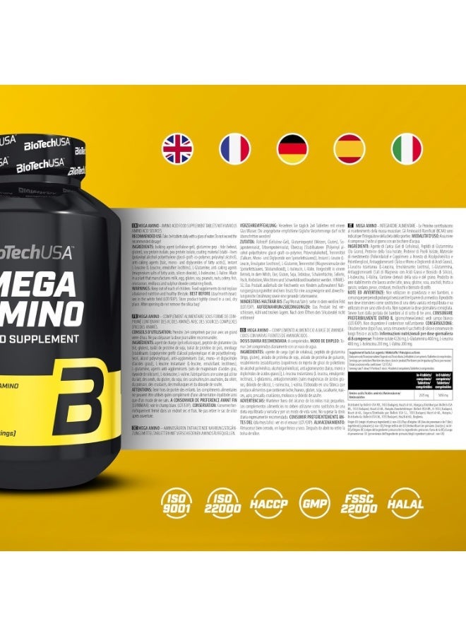 BioTechUSA Mega Amino Essential Amino Acid Supplement 500 Tablets, 5050mg Amino Acids Per Serving with L-Glutamine, L-Arginine and L-Tyrosine for Active Adults - Image 4