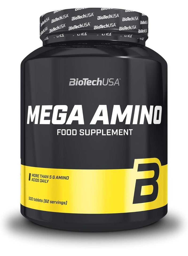 BioTechUSA Mega Amino Essential Amino Acid Supplement 500 Tablets, 5050mg Amino Acids Per Serving with L-Glutamine, L-Arginine and L-Tyrosine for Active Adults - Image 1