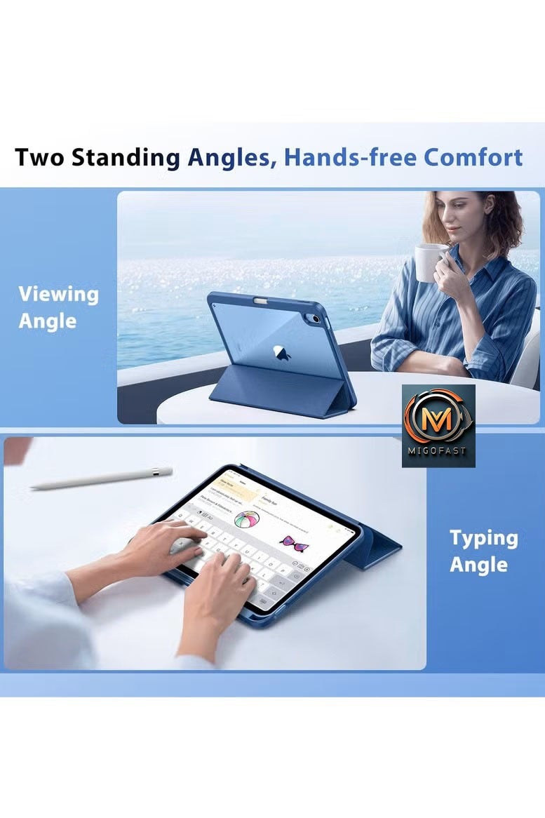 ميجوفاست حافظة لجهاز iPad (A16) الجيل الحادي عشر 11 بوصة 2025، حافظة لجهاز iPad الجيل العاشر 10.9 بوصة 2022 مع حامل قلم، غطاء واقٍ رفيع مع غطاء خلفي شفاف، خاصية الإيقاظ/السكون التلقائي - أزرق داكن - Image 4