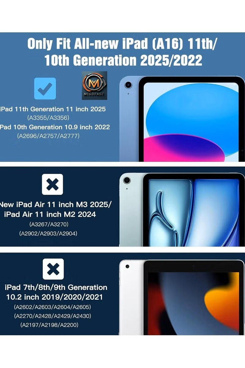 ميجوفاست حافظة لجهاز iPad (A16) الجيل الحادي عشر 11 بوصة 2025، حافظة لجهاز iPad الجيل العاشر 10.9 بوصة 2022 مع حامل قلم، غطاء واقٍ رفيع مع غطاء خلفي شفاف، خاصية الإيقاظ/السكون التلقائي - أزرق داكن - Image 2