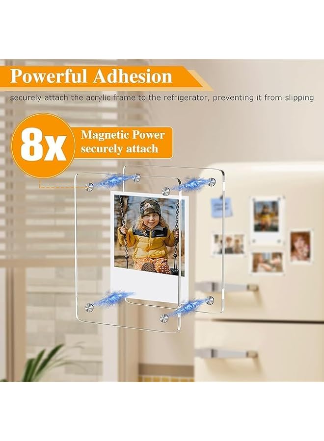 The Bros Fridge Magnetic Polaroid Picture Frame, Double Sided Clear Refrigerator Magnetic Photo Frame, High Transparency Frameless Magnet Instax Frames, 2.36x3.54 Inch, 10 Packs - Image 2