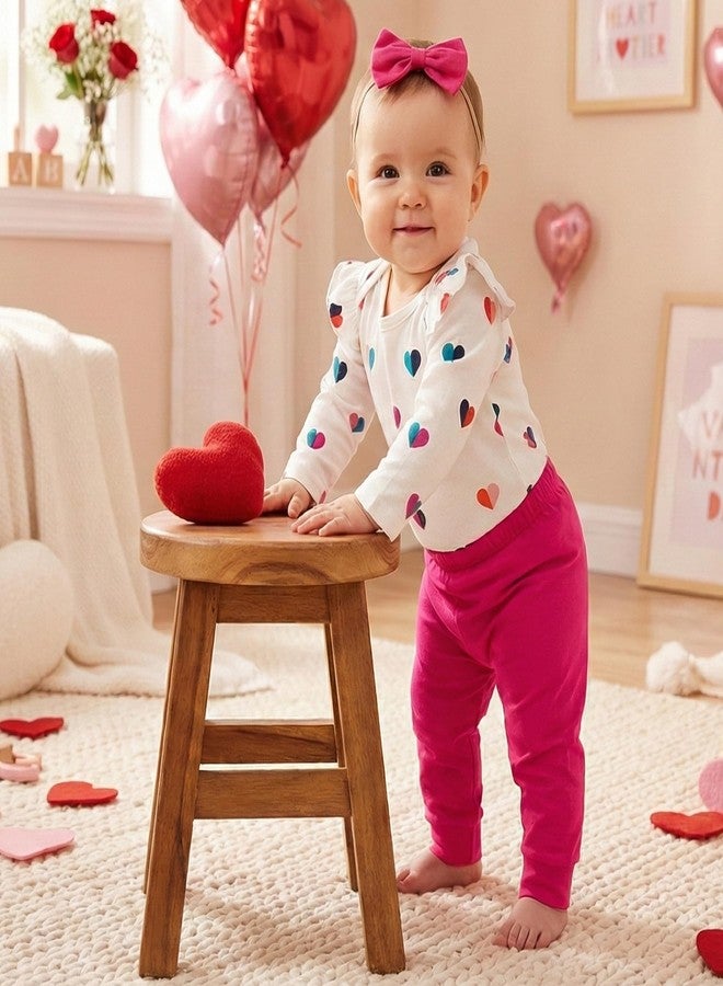 Fullfamous Baby Girl Clothes Gifts Outfits,Fall Winter Long Sleeve Romper and Pant Set Raspberry Heart 6-12 months - Image 3