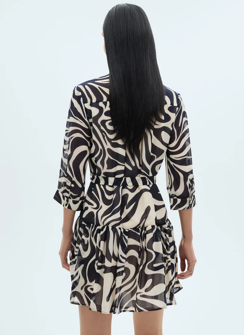 مانجو Ruffled Printed Dress