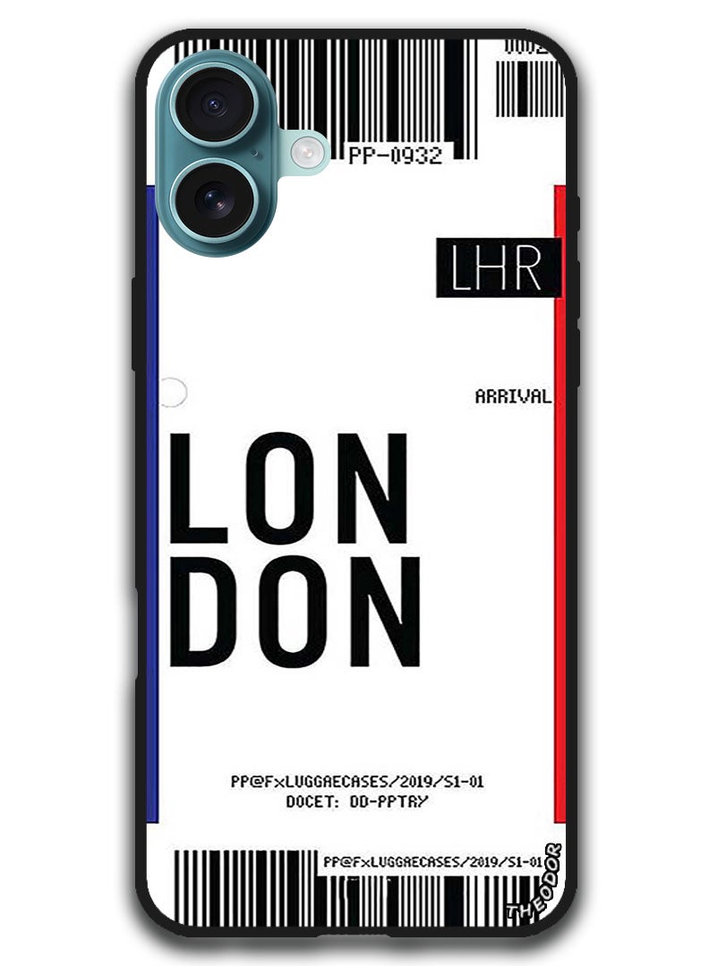 Theodor Protective Case Anti Scratch Shock Proof Bumper Cover For iPhone 16 (6.1)-inch London boarding pass - Image 1