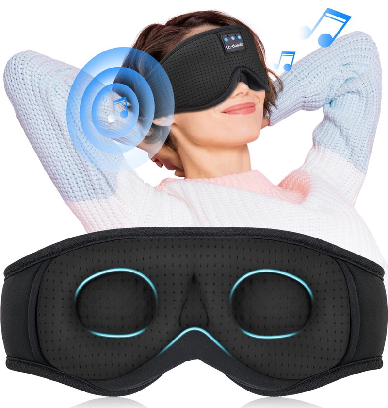 LC-dolida Sleep Mask with Bluetooth Headphones Bluetooth Sleep Mask Sleep Headphones,3D Eye Mask for Sleeping Mask Music Sleeping Headphones for Side Sleepers Meditation Gifts Gadgets for Men Women - Image 1