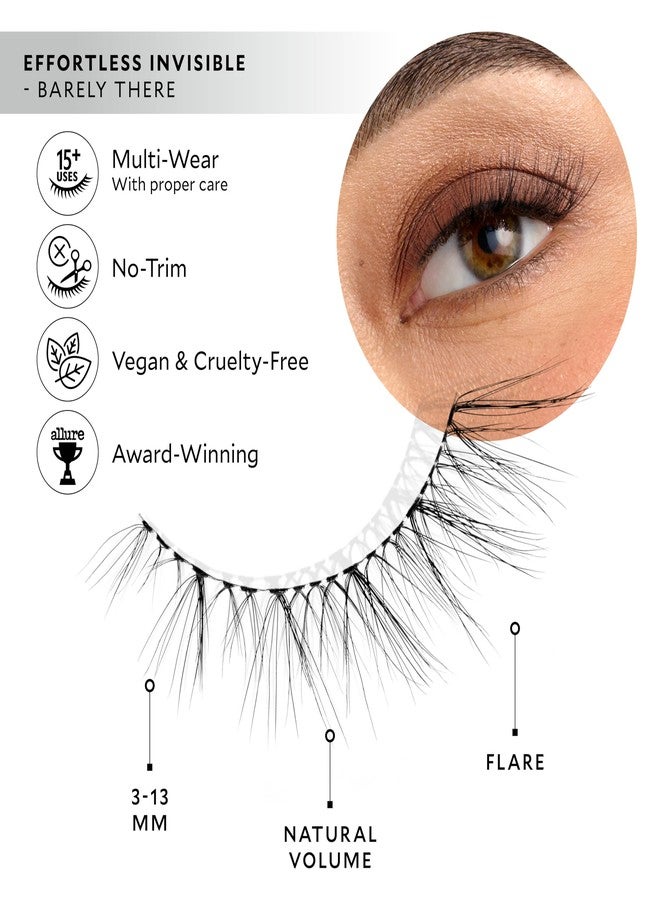 Velour Effortless Invisible Lashes, Lash Extension Look, Natural Looking False Eyelashes, Reusable Fake Lashes, Fluffy & Lightweight No Trim Eyelashes, Vegan, Glue not included (Barely There) - Image 3