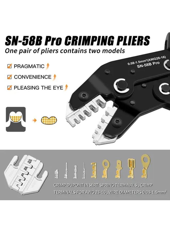 SN 58B Pro Crimping Pliers Ratchet Mechanism Carbon Steel Handle Dupont PH2 0 XH2 54 Wire Terminal Crimper Tool - Image 3