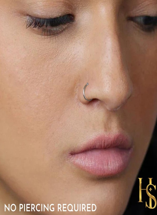 HighSpark 92.5 Sterling Silver Faux Nose Ring for Women | No Piercing Required | Simple & Elegant Nose Ring for Women & Girls | Lovely Gift - Silver - Image 4