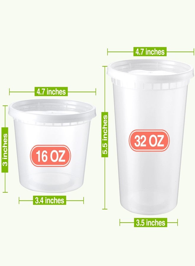 NEEBAKE 50 Set Deli-Containers-with-Lids: [16oz 32oz] Combo Plastic-Food-Storage-Containers-with-Lids, Microwaveable & Freezer Safe To-Go-Containers, Leak-proof Meal-Prep-Containers - Image 2