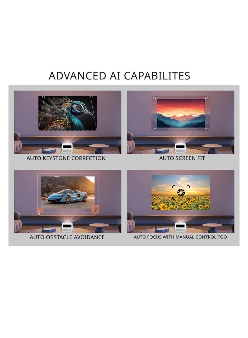 Touch Play Full HD 1080p Smart Projector | World’s First Touchscreen with Auto (Focus+Screen Fit+Obstacle Avoidance) | Official Android | 11000 Lumens | HDMI USB| 10W Speaker Dual WiFi BT5.0  - Image 4