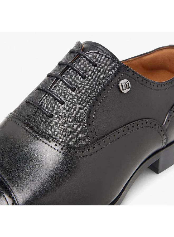 DUCHINI Men's Perforated Derby Shoes with Lace-Up Closure