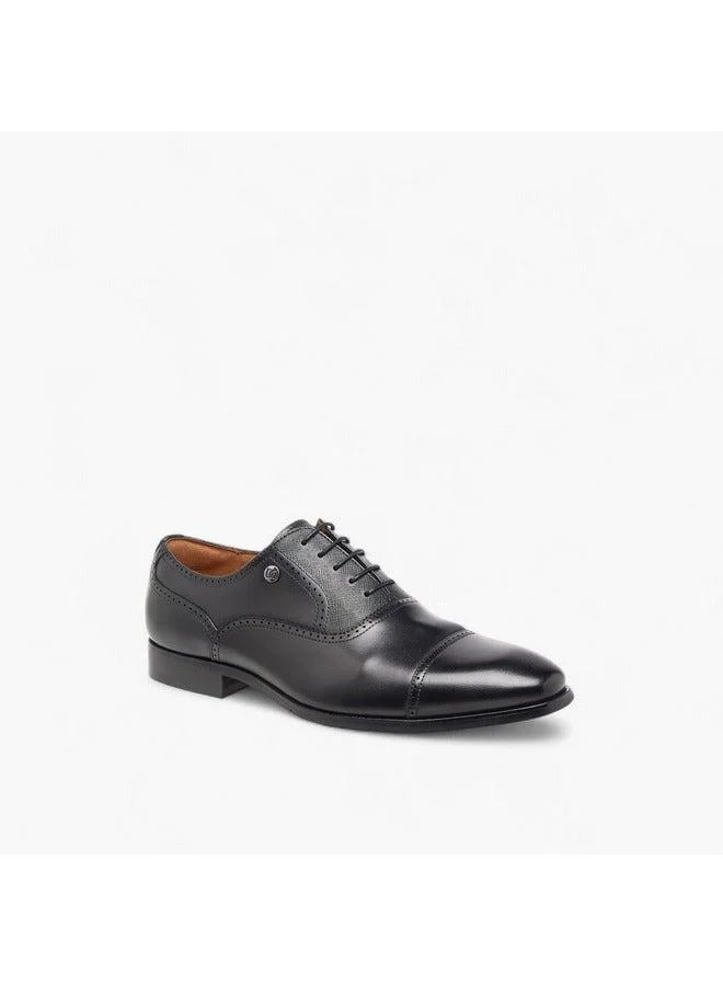 DUCHINI Men's Perforated Derby Shoes with Lace-Up Closure