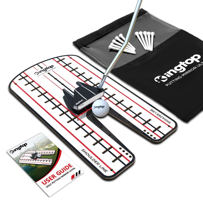 KINGTOP Ultra Golf Putting Mirror - Full Alignment View for Eyes & Shoulders - Ideal for Indoor | Outdoor Practice, with Carry Bag and Golf Tees - Image 1