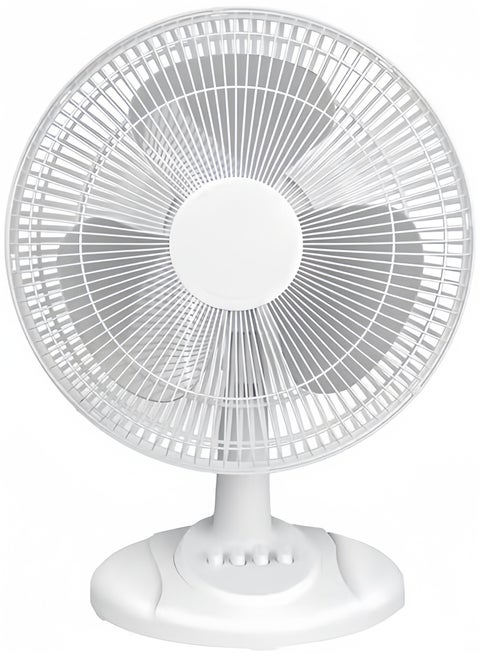 Oscillating Table Fan with Adjustable Tilt, Convenient Push Button Controls, Quiet, 16 inch, 3 Speed, Desk Fan, Airflow 15.75 ft/sec, Ideal for Home, Bedroom, Dorm & Office, White