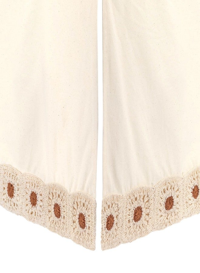 كرين بيبي تنورة سرير كروشيه من Crane Baby، تنورة سرير كريمية لأسرّة الأطفال، لمسة صدفية محايدة بوهو للأولاد والبنات، تنورة سرير للبنات والأولاد، كشكشة غبار محايدة للجنسين لغرف الأطفال - Image 1