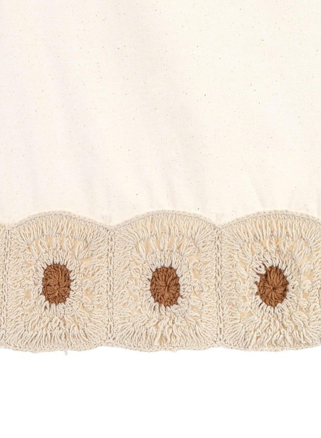 كرين بيبي تنورة سرير كروشيه من Crane Baby، تنورة سرير كريمية لأسرّة الأطفال، لمسة صدفية محايدة بوهو للأولاد والبنات، تنورة سرير للبنات والأولاد، كشكشة غبار محايدة للجنسين لغرف الأطفال - Image 5