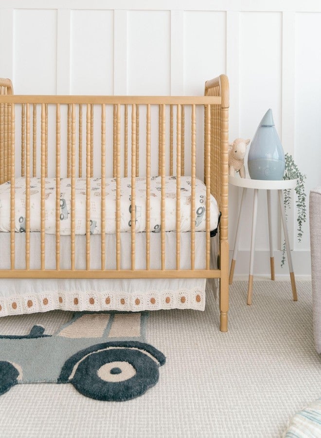 كرين بيبي تنورة سرير كروشيه من Crane Baby، تنورة سرير كريمية لأسرّة الأطفال، لمسة صدفية محايدة بوهو للأولاد والبنات، تنورة سرير للبنات والأولاد، كشكشة غبار محايدة للجنسين لغرف الأطفال - Image 2