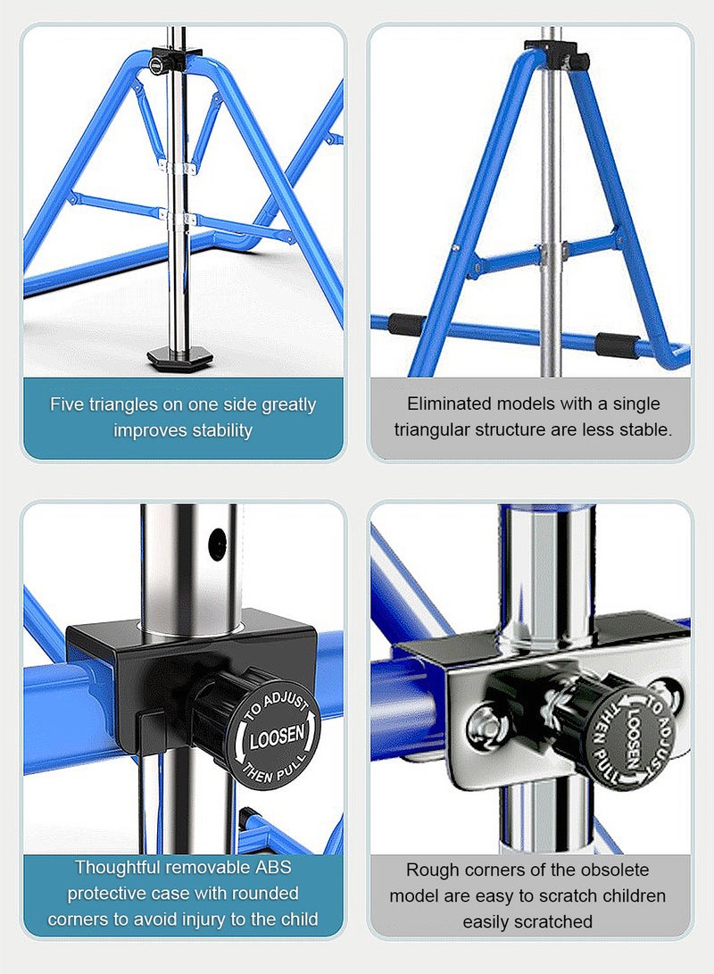 MaBaby Expandable Gymnastics Bar for Kids - Height Adjustable Junior Training Bar for Home, Folding Gymnastic Horizontal Bars Equipment with lifting rings - Image 4