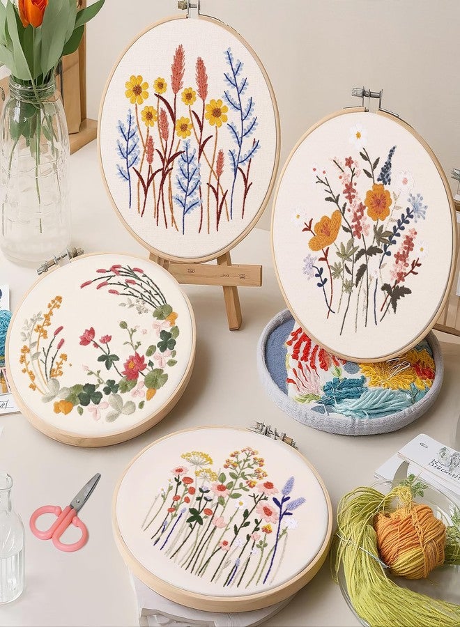 CYANFOUR 5 Pack Beginner Embroidery Kit for Adults, Easy to Learn Floral Embroidery Patterns from Video & Instruction, Needlepoint Kits for Adults Include Embroidery Hoop, Colorful Threads, Tools - Image 4