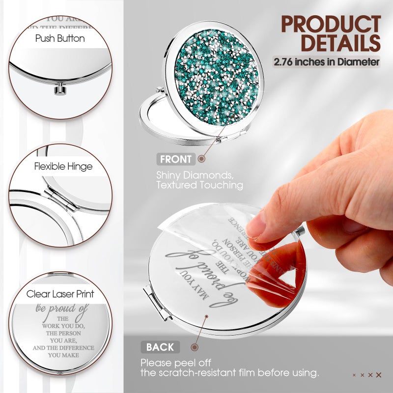 Unittype 10 Pcs Employee Appreciation Gift Inspirational Compact Mirror Women Thank You Gifts Bulk Travel Pocket Mirror For Women Graduation Secretaries Teacher Nurse Cna Week Gifts(Green) - Image 3