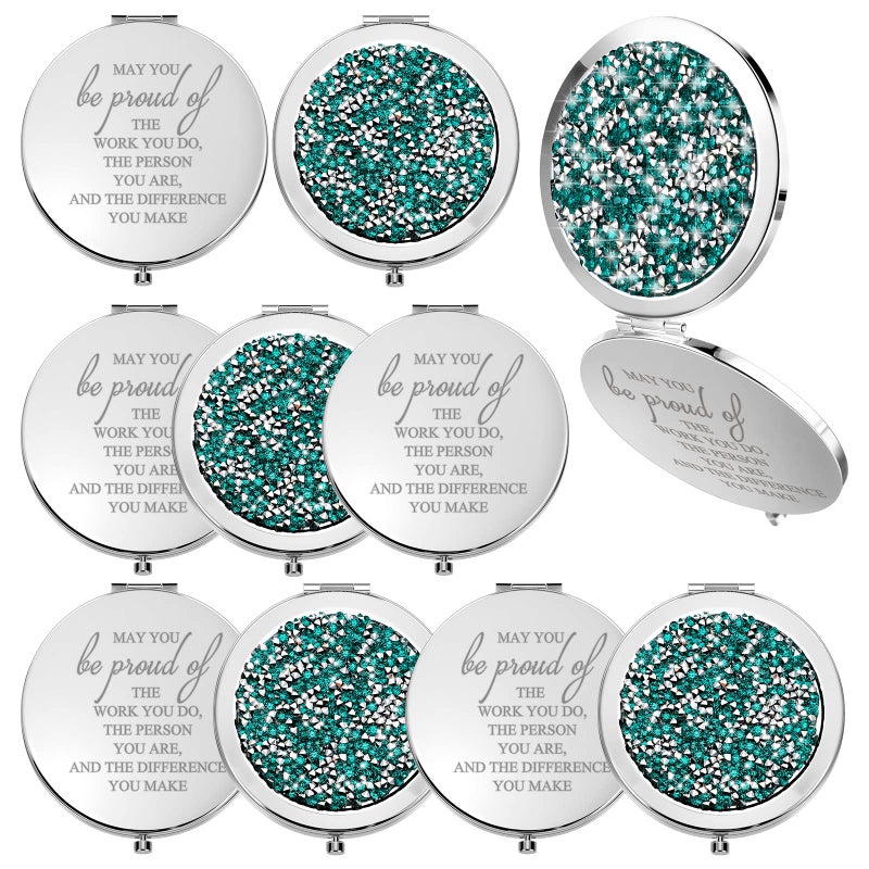 Unittype 10 Pcs Employee Appreciation Gift Inspirational Compact Mirror Women Thank You Gifts Bulk Travel Pocket Mirror For Women Graduation Secretaries Teacher Nurse Cna Week Gifts(Green) - Image 1