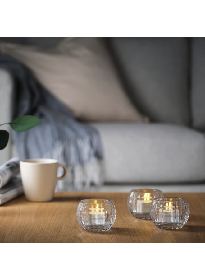Clear Glass Tealight Candle Holder 6 cm, Elegant Decorative Votive Candle Holder, Modern Glass Tea Light Holder for Home, Dining Table, Weddings and Events - Image 5