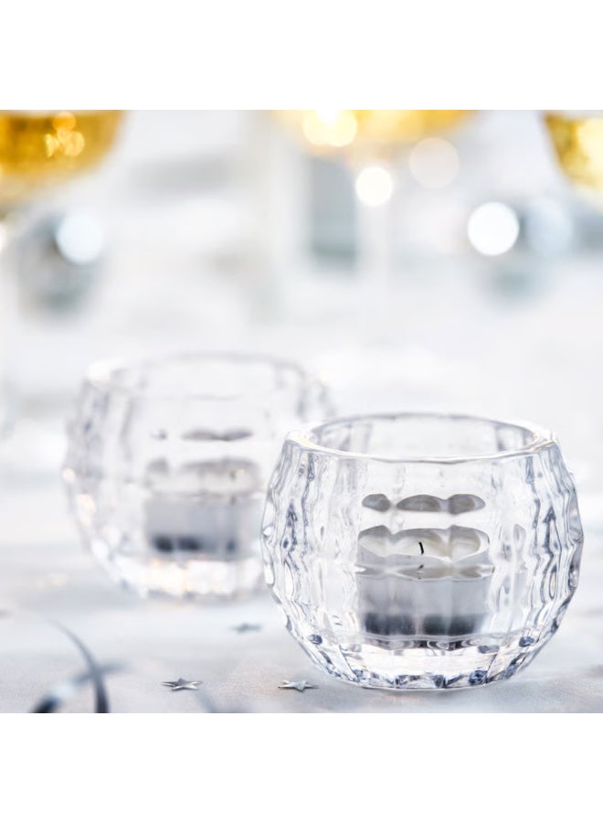 Clear Glass Tealight Candle Holder 6 cm, Elegant Decorative Votive Candle Holder, Modern Glass Tea Light Holder for Home, Dining Table, Weddings and Events - Image 3